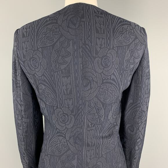 GIORGIO ARMANI Size 0 Navy Jacquard V Neck Jacket - Picture 5 of 7